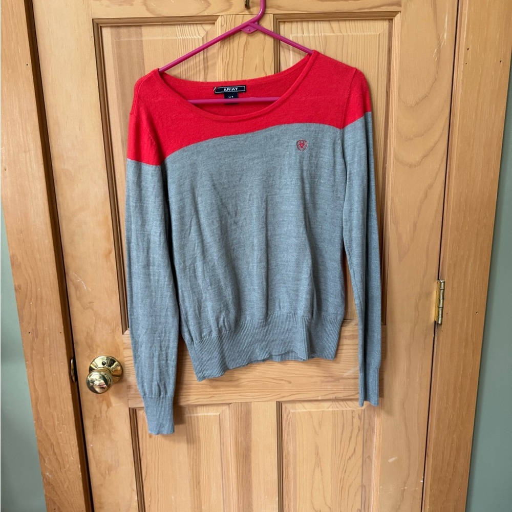 Ariat Red and Gray Women's Crew Neck Sweater